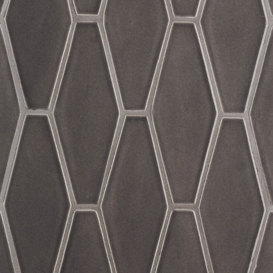 Iron Glossy Long Hexagon Ceramic Tile 3" x 7"