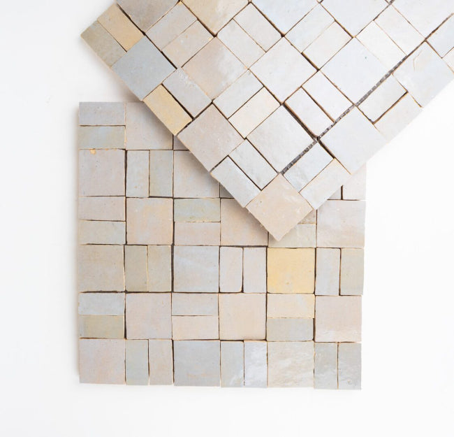 Medina Crosshatch Zellige Tile in Desert Luster 12" x 12"