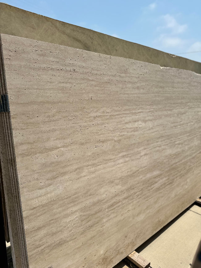 Beige Travertine stone slab available in Los Angeles slab yard