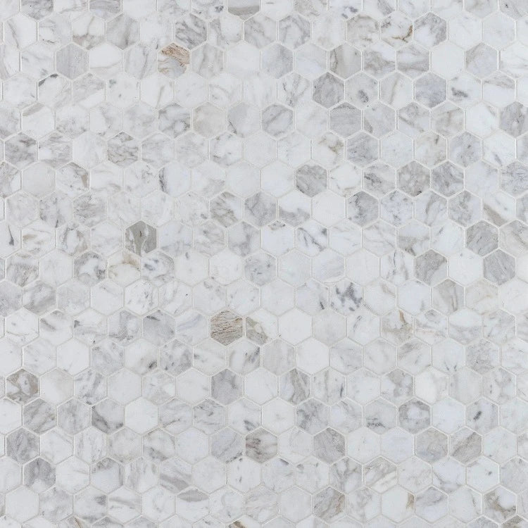 Artistic Tile Arabescato D'oro Marble Mosaic Honed Stone Hexagon 3.0cm