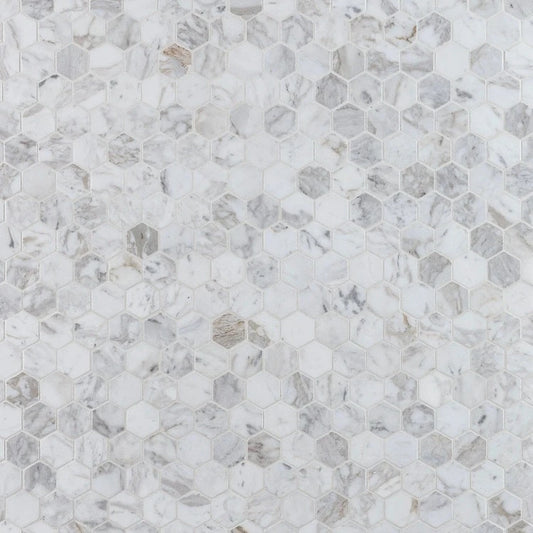 Artistic Tile Arabescato D'oro Marble Mosaic Honed Stone Hexagon 3.0cm