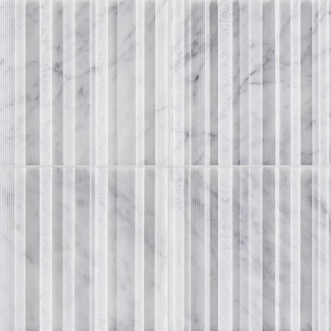 Artistic Tile Craftsman Stripe Bianco Carrara Marble Dimensional Tile
