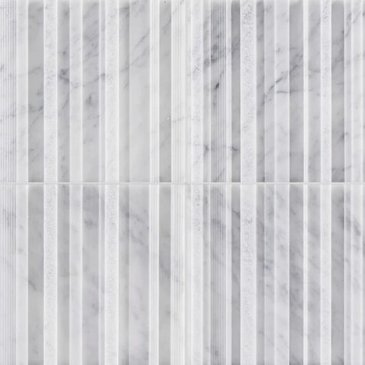 Artistic Tile Craftsman Stripe Bianco Carrara Marble Dimensional Tile
