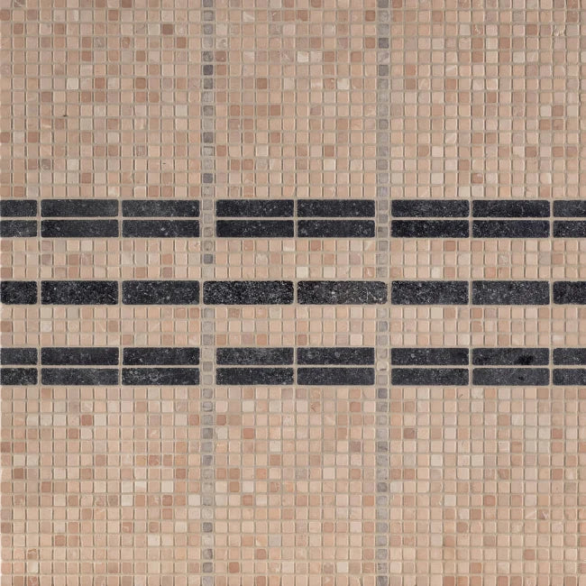 Artistic Tile Shadow Stripe Pink Mosaic Tumbled Stone
