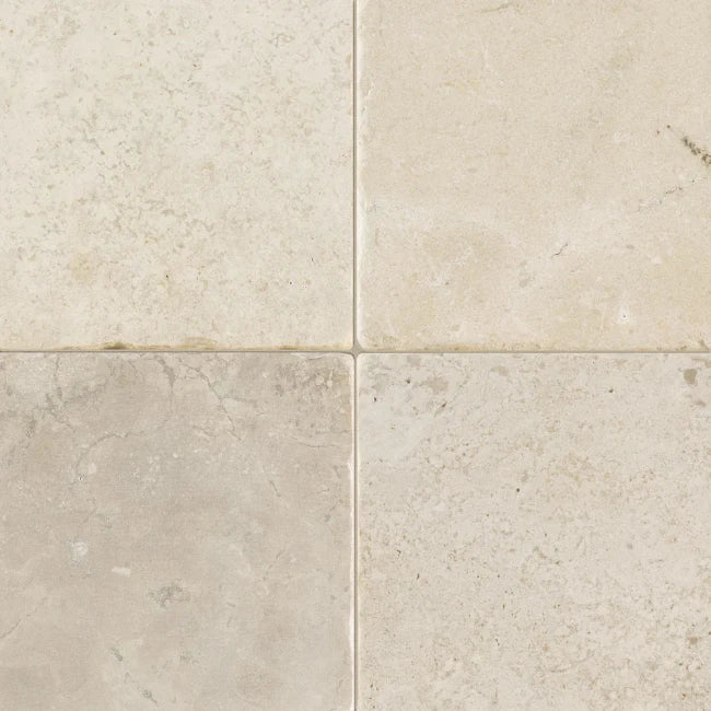 Artistic Tile Birch White Travertine Tile Cross Cut Tumbled 8" x 8" Stone