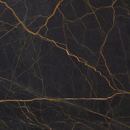 Details of Port Laurent Marble slab with bold gold and copper veining