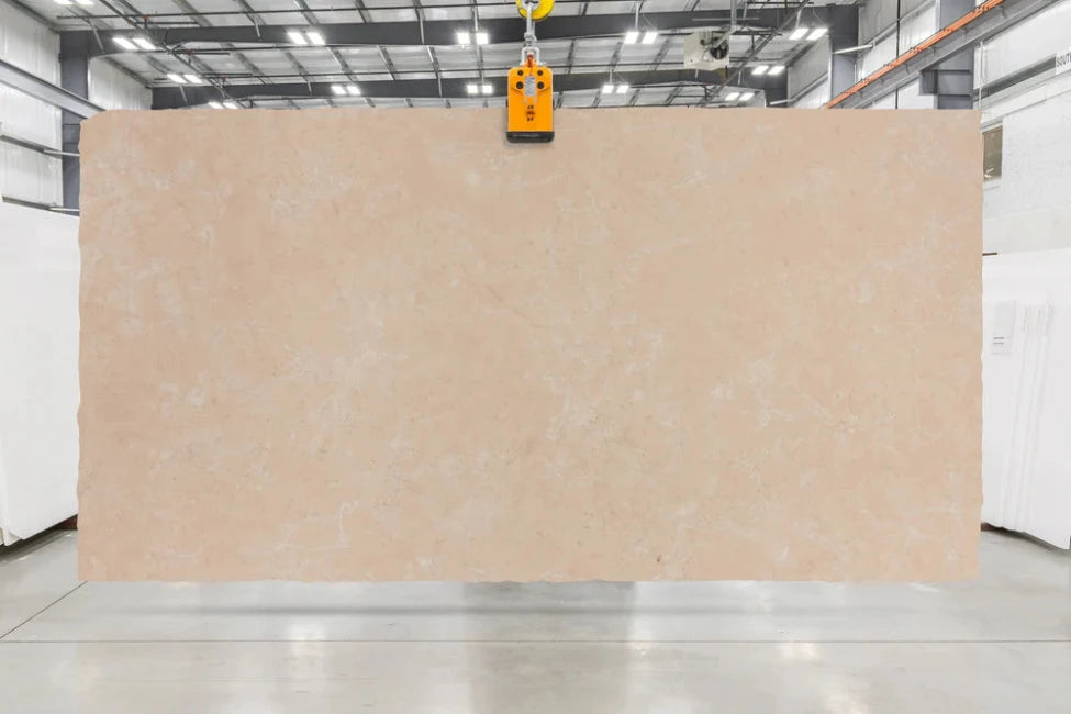 Pink marble slab in slab yard
