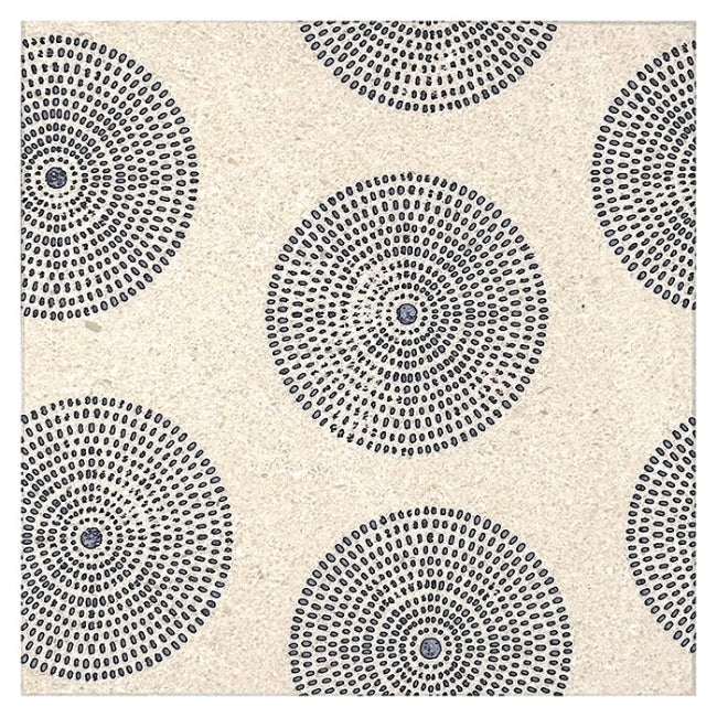 Rovelle in Indigo Fossil Limestone Tile 6" x 6"