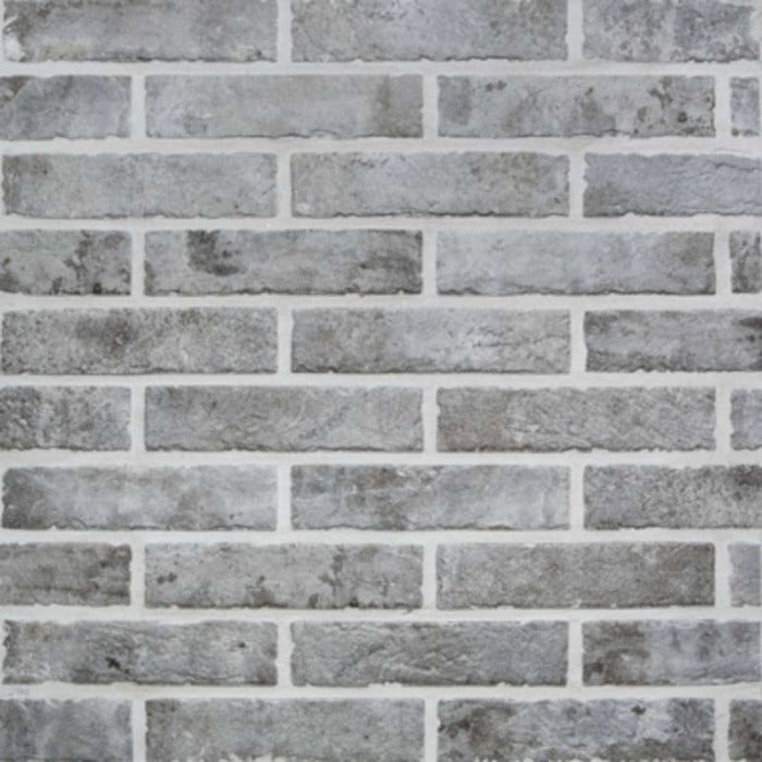 Rustic Brick Porcelain Tile 2" x 10" in Gris