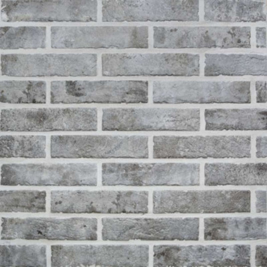 Rustic Brick Porcelain Tile 2" x 10" in Gris