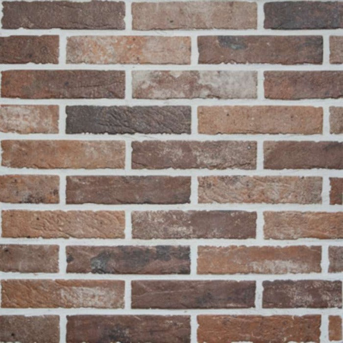 Rustic Brick Porcelain Tile 2" x 10" in Rojo