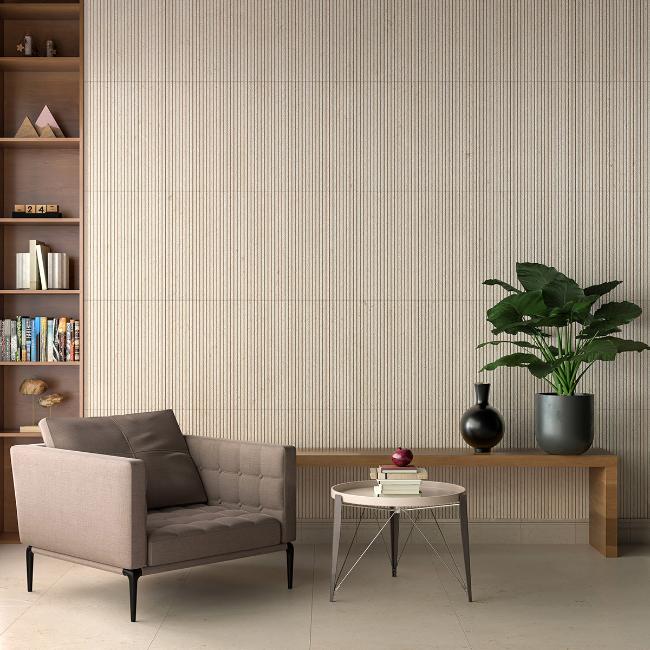 Hampton Flute Sahara Leather Marble Tile 6" x 24"