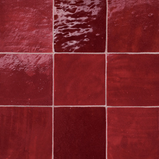 Tunis Zellige Tile Glossy in Sangria 4" x 4"