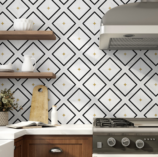 Laurel Deco-B Marble with Brushed Brass Mosaic