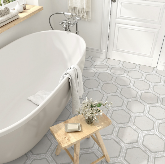 Laurel Hexagon-B Marble Mosaic