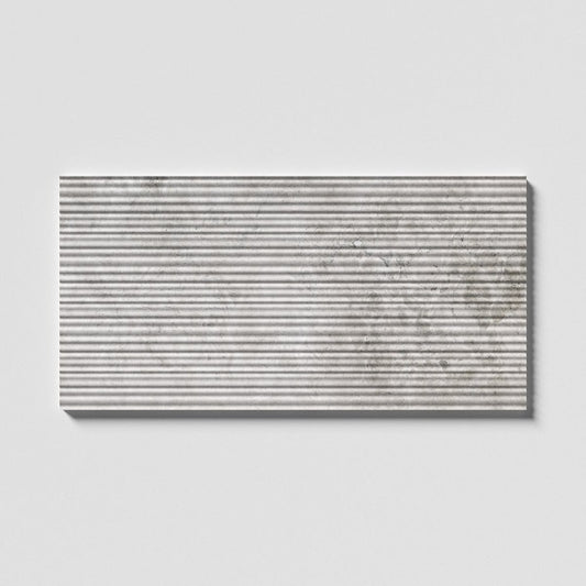 Windsor Thin Silver Clouds Flute Honed Marble Tile 18" x 36"