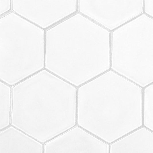Snow White Glossy Hexagon Ceramic Tile