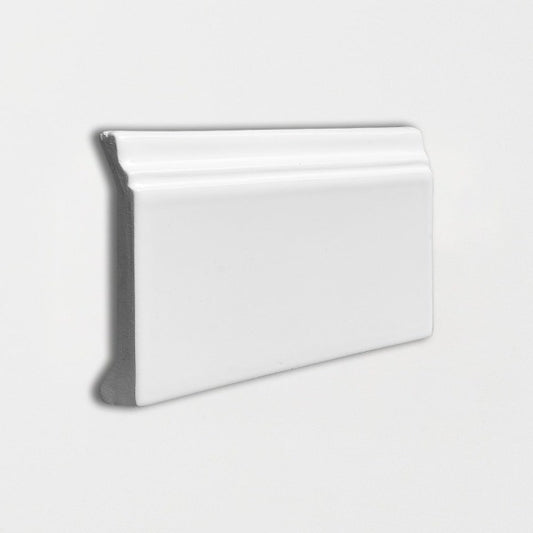 Snow White Glossy Base Trim Ceramic Molding 4 3/16" x 6"