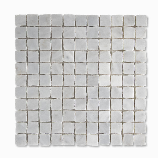 Piazza Honed Marble Mosaic in Snow White 1" x 1"