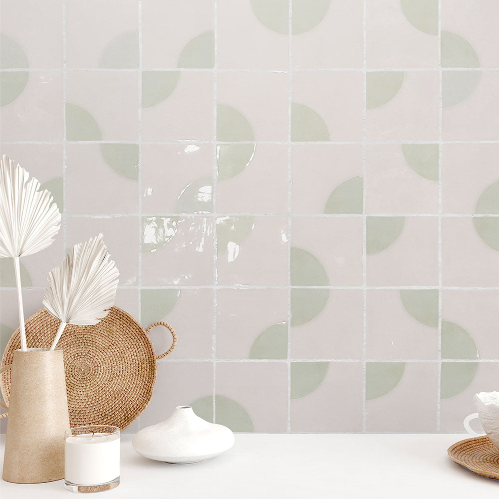 Soft Jade Penelope Deco Tile 5" x 5"
