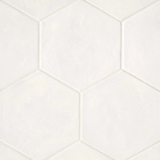 Spectrus Hexagon Matte Tile in White 8.5" x 10"