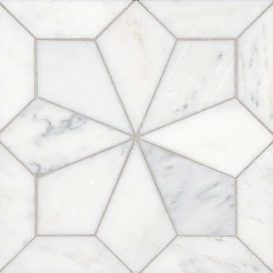 Star Honed Marble Mosaic Tile in Bella Blanco