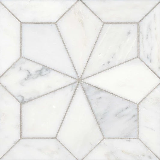 Star Honed Marble Mosaic Tile in Bella Blanco