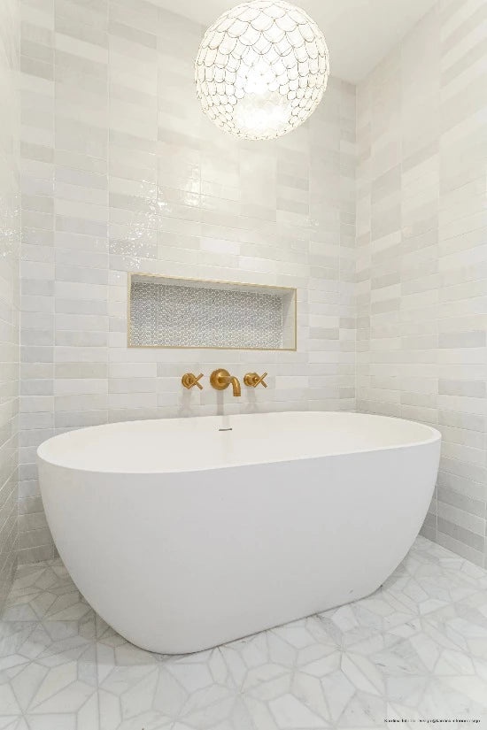 Star Honed Marble Mosaic Tile in Bella Blanco