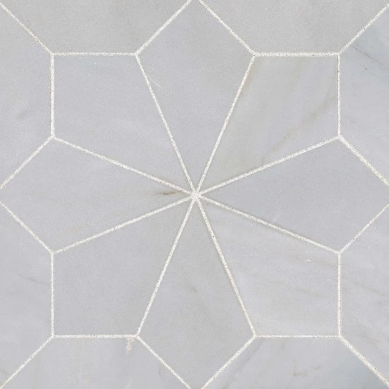 Star Honed Marble Mosaic Tile in Bardiglio