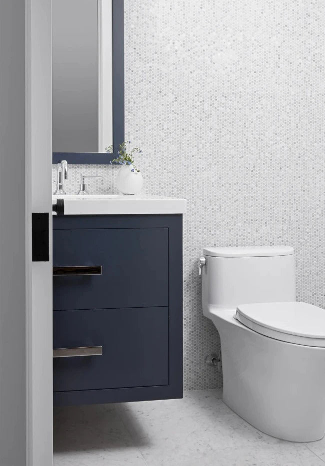Artistic Tile Studs Bianco Carrara Marble Mosaic Polished Stone