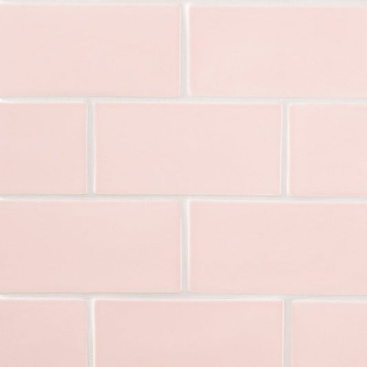 Blush Glossy Picket Ceramic Tile 3" x 6"