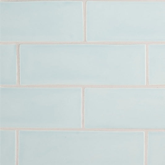 Baby Blue Glossy Subway Ceramic Tile 3" x 9"