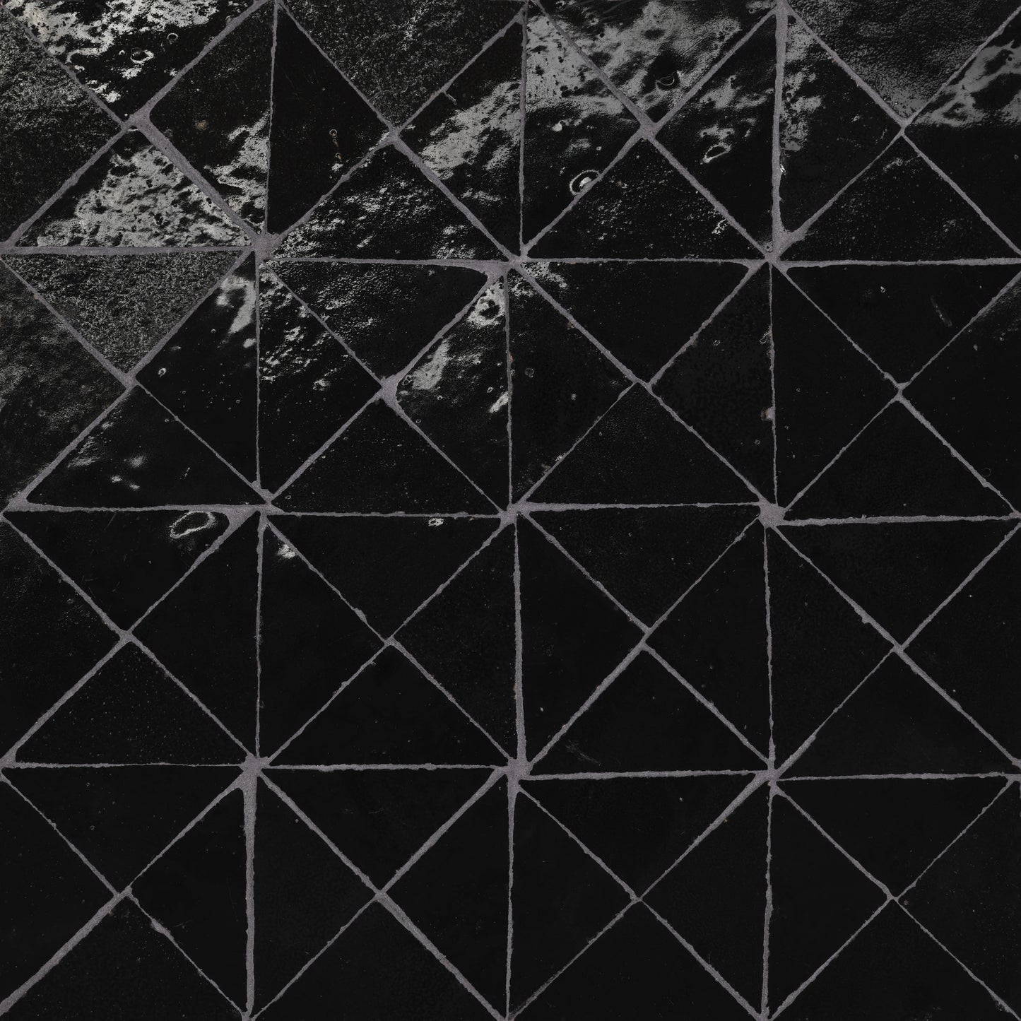 Tunis Triangle Zellige Tile Glossy in True Black