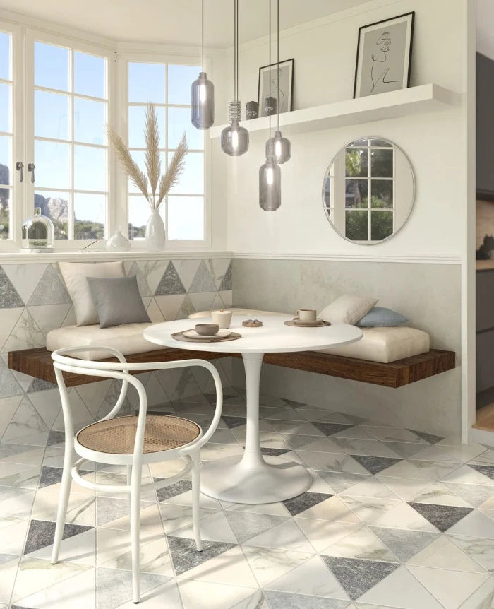 Artistic Tile Tumbled Triangle Afyon Grey Marble Tile