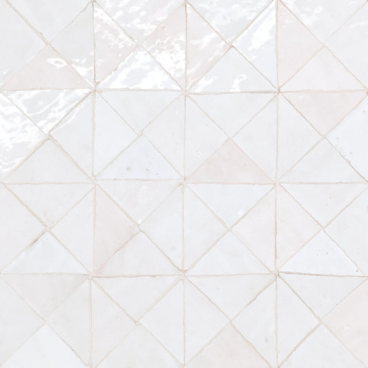 Tunis Triangle Zellige Tile Glossy in White