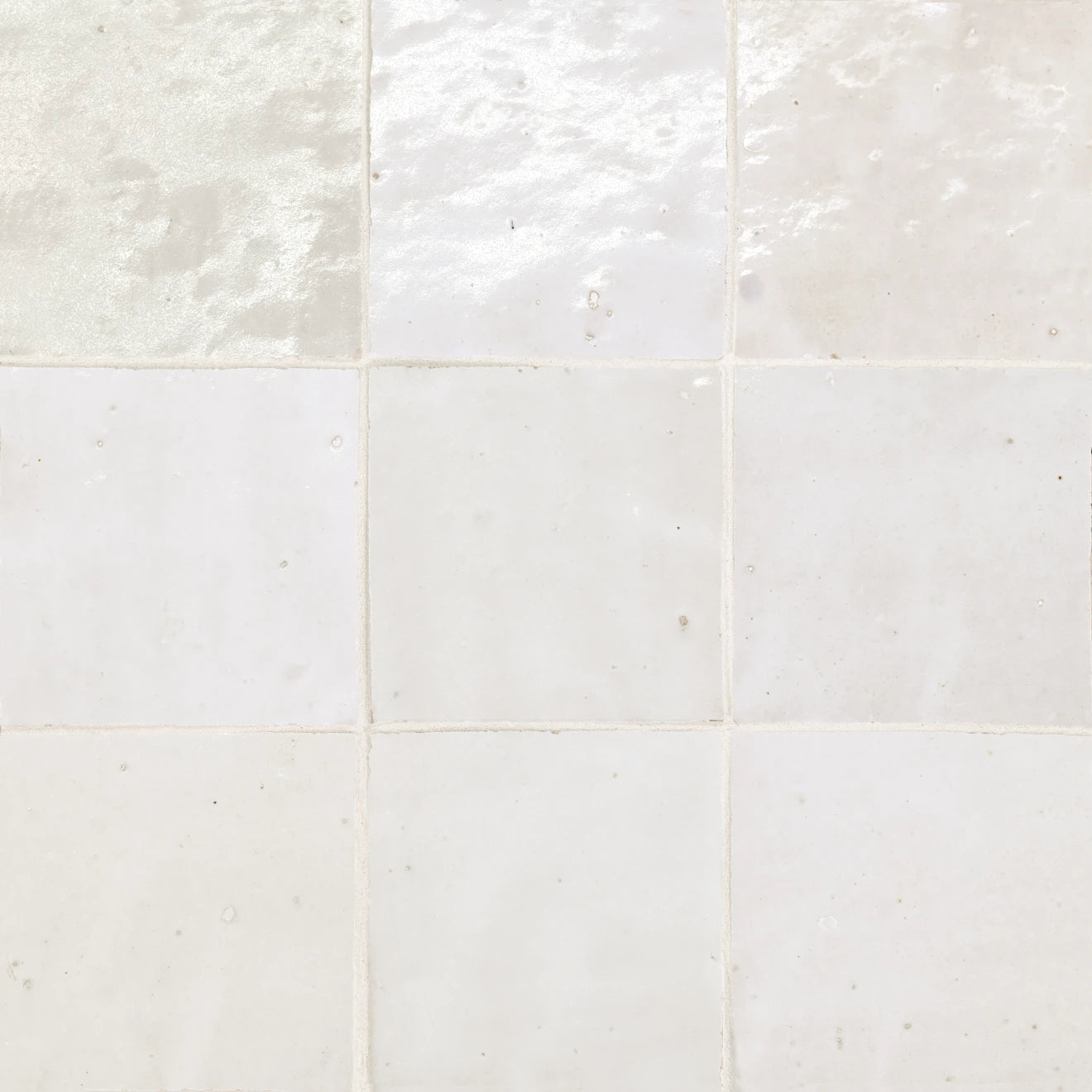 Tunis Zellige Tile Glossy in Bone 4" x 4"