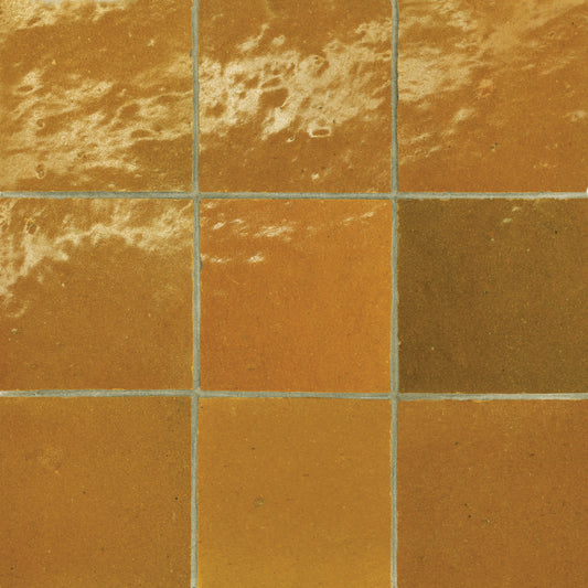 Tunis Zellige Tile Glossy in Honey 4" x 4"