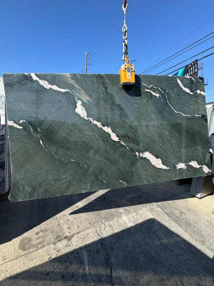 Verde Alpino Quartzite in Los Angeles Slab Yard