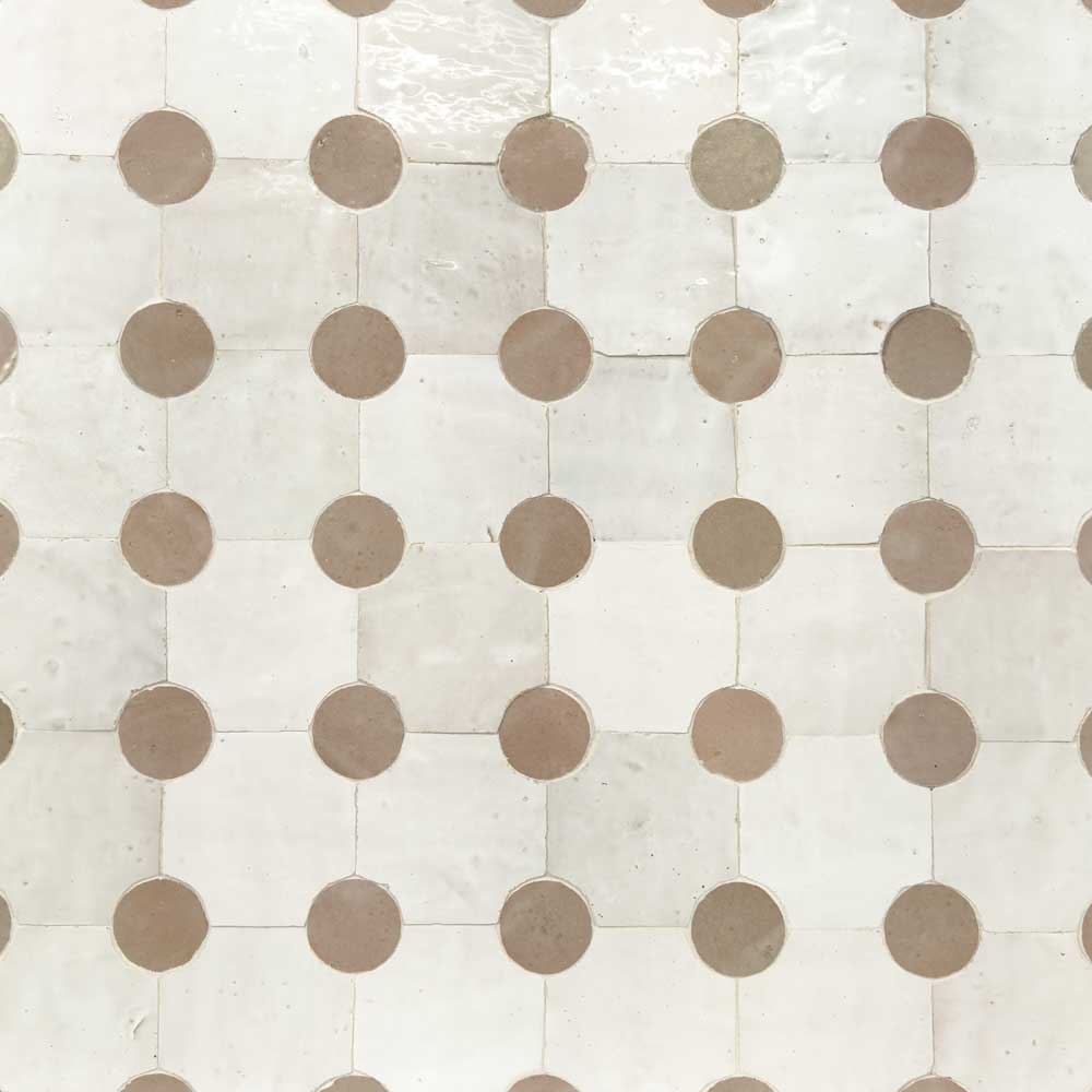 Fez Zellige Mosaic Tile in White & Natural