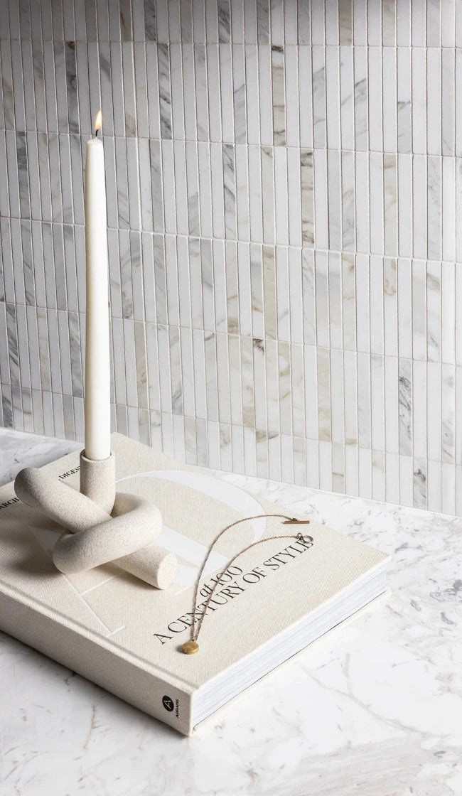 Artistic Tile Abbey Road Calacatta Gold Marble Mosaic Honed Stone