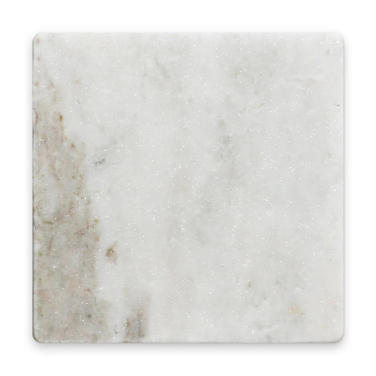 Pietra Collection in Fior di Bianca Tumbled Marble Tile 4" x 4"