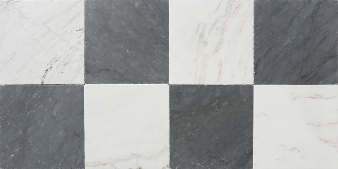 Pietra Collection in Fior di Bianca Tumbled Marble Tile 4" x 4"