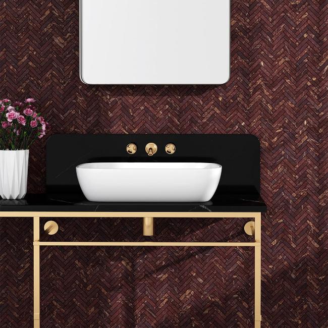 Terra Rosa Herringbone Honed Marble Mosaic