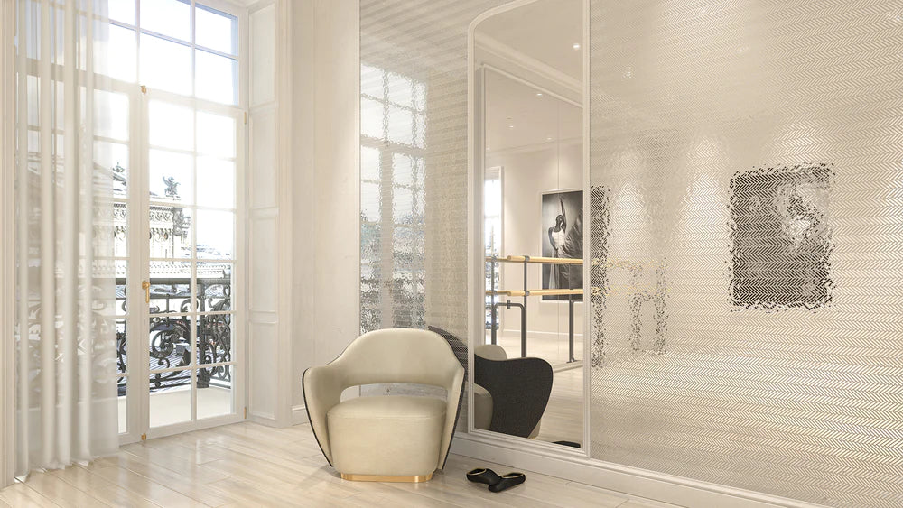 Artistic Tile Hip Herringbone Mirror Mosaic