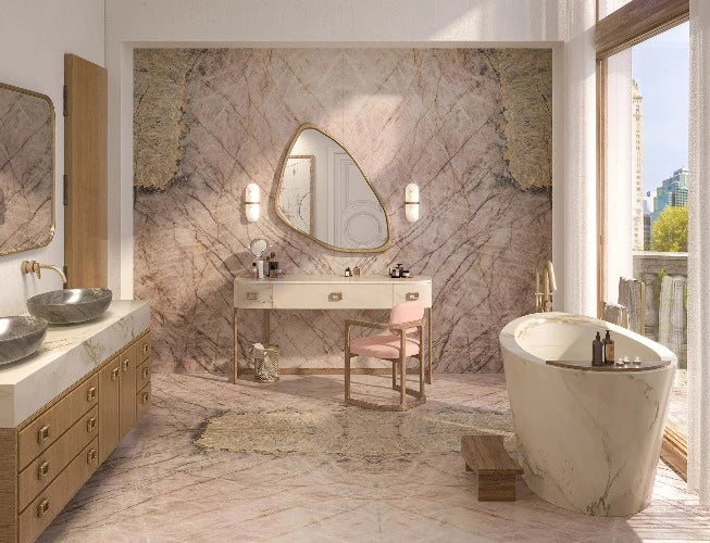 Artistic Tile Cristallo Pink Quartzite Slab 3/4" Polished Stone