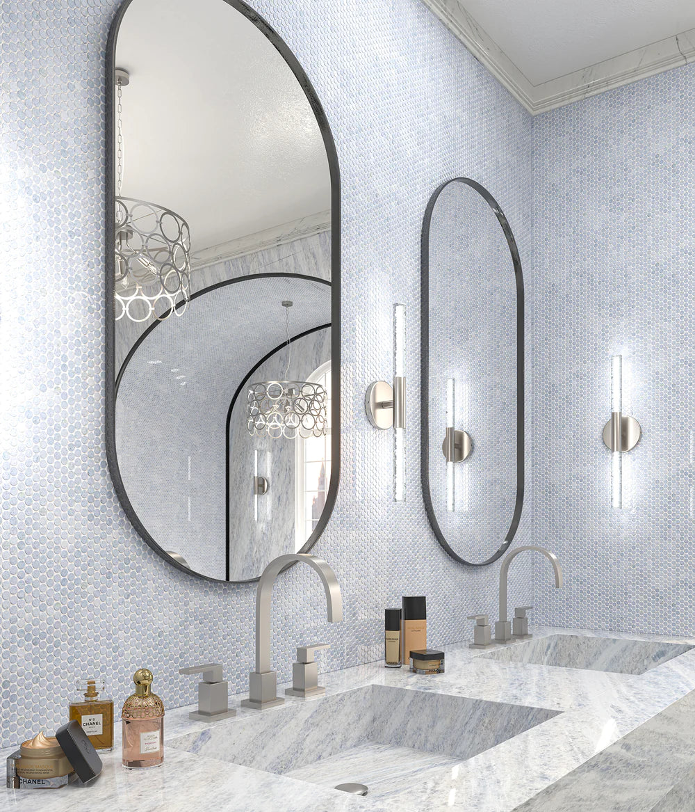 Artistic Tile Penny Lane Azul Cielo Marble Mosaic Honed