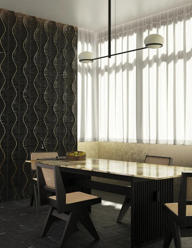 Artistic Tile Nero Marquina Marble Tile 4" X 12" Tumbled