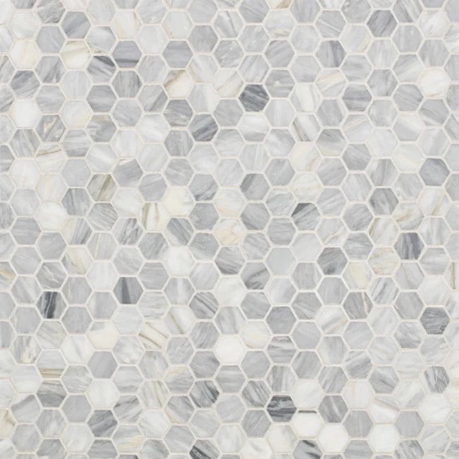 Artistic Tile Calacatta Bluette Marble Mosaic Honed Stone Hexagon 3.0cm