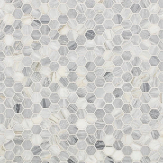 Artistic Tile Calacatta Bluette Marble Mosaic Honed Stone Hexagon 3.0cm