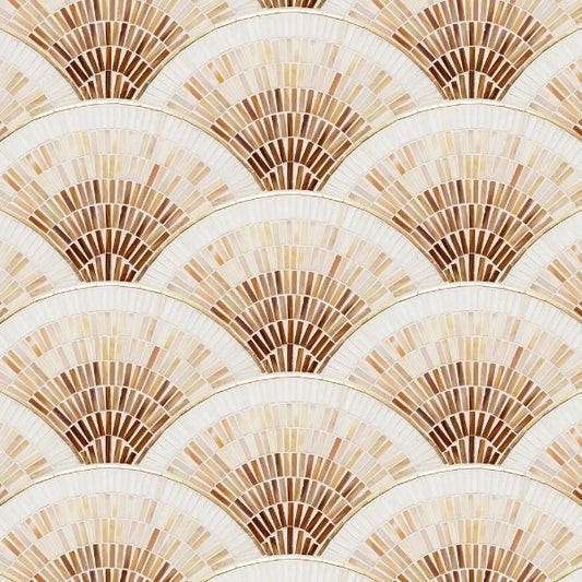 Artistic Tile Fan Club Cream Ombre With Brass Mosaic